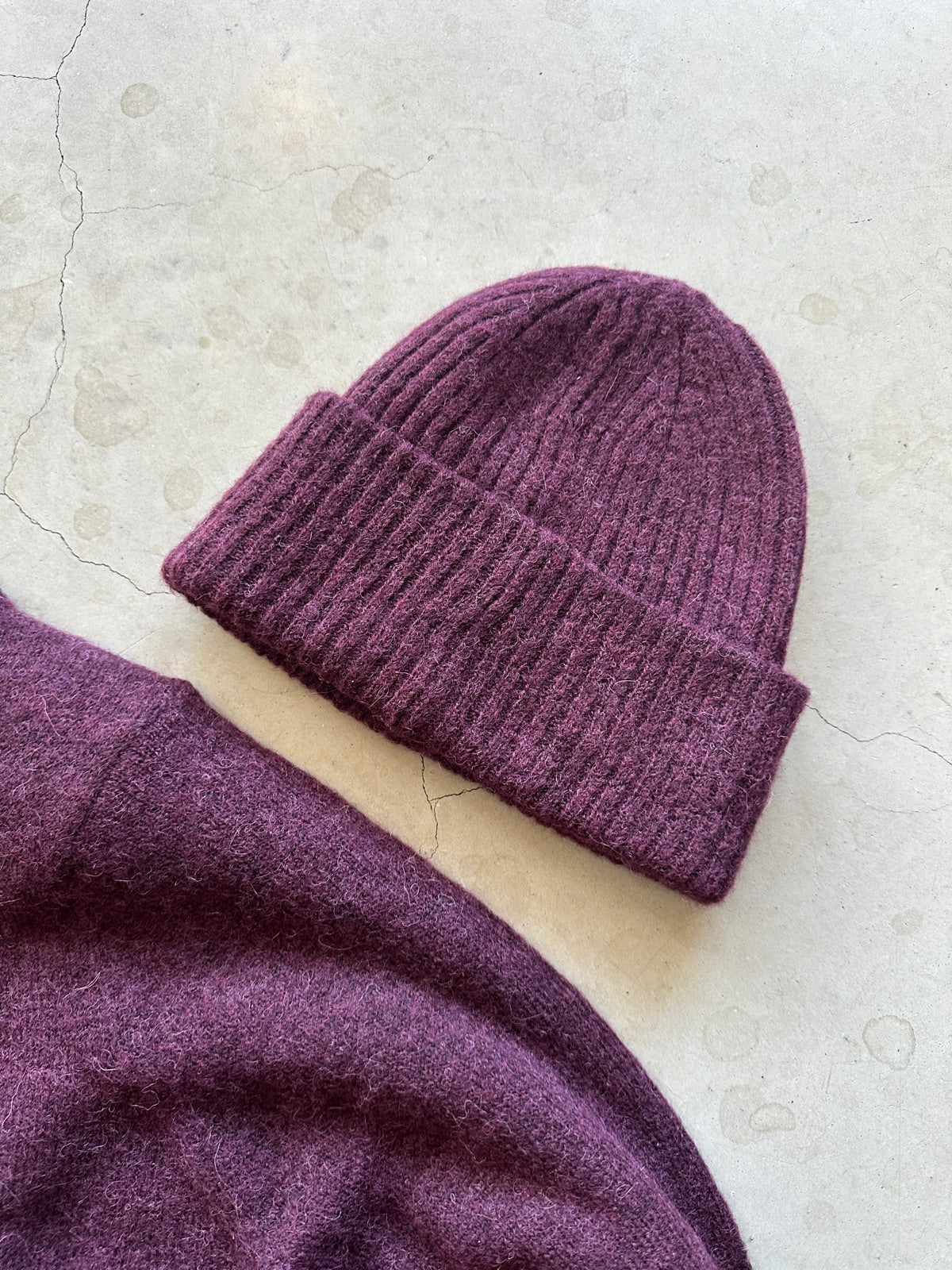 Slflulu Wool Blend Knit Beanie Fig Melange