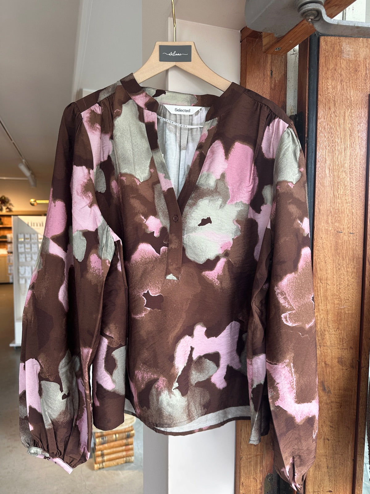 Slfmariette Long Sleeve Top Chestnut Aop