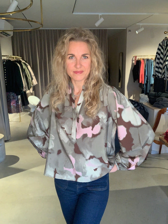 Slfmariette Long Sleeve Top Vetiver Aop