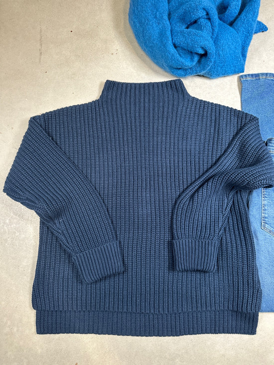 Slfselma Long Sleeve Knit Pullover Dark Sapphire – BECCASIN STORE