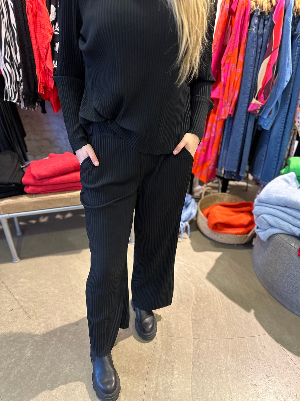 Slfsilla Wide Plisse Pant Black