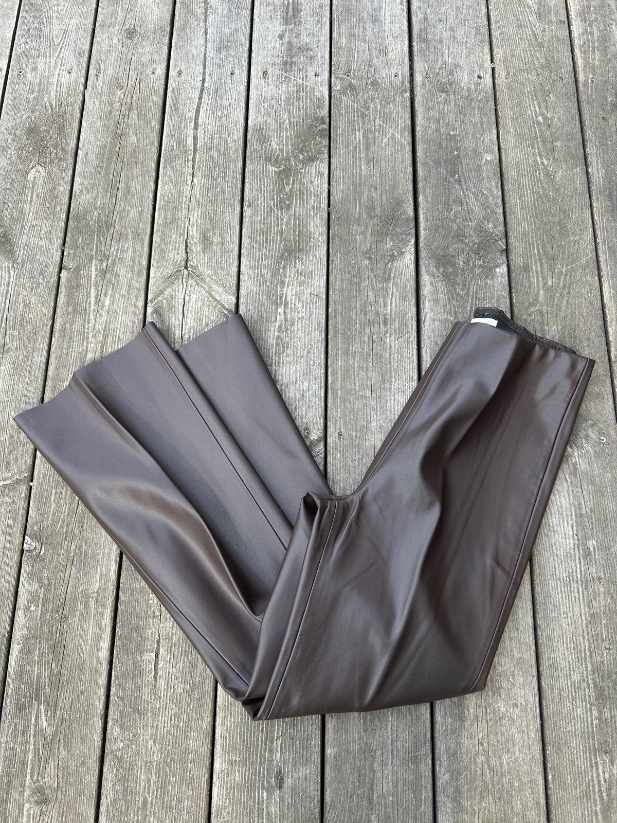 Slkaylee Pu Kickflare Pants Chocolate Torte