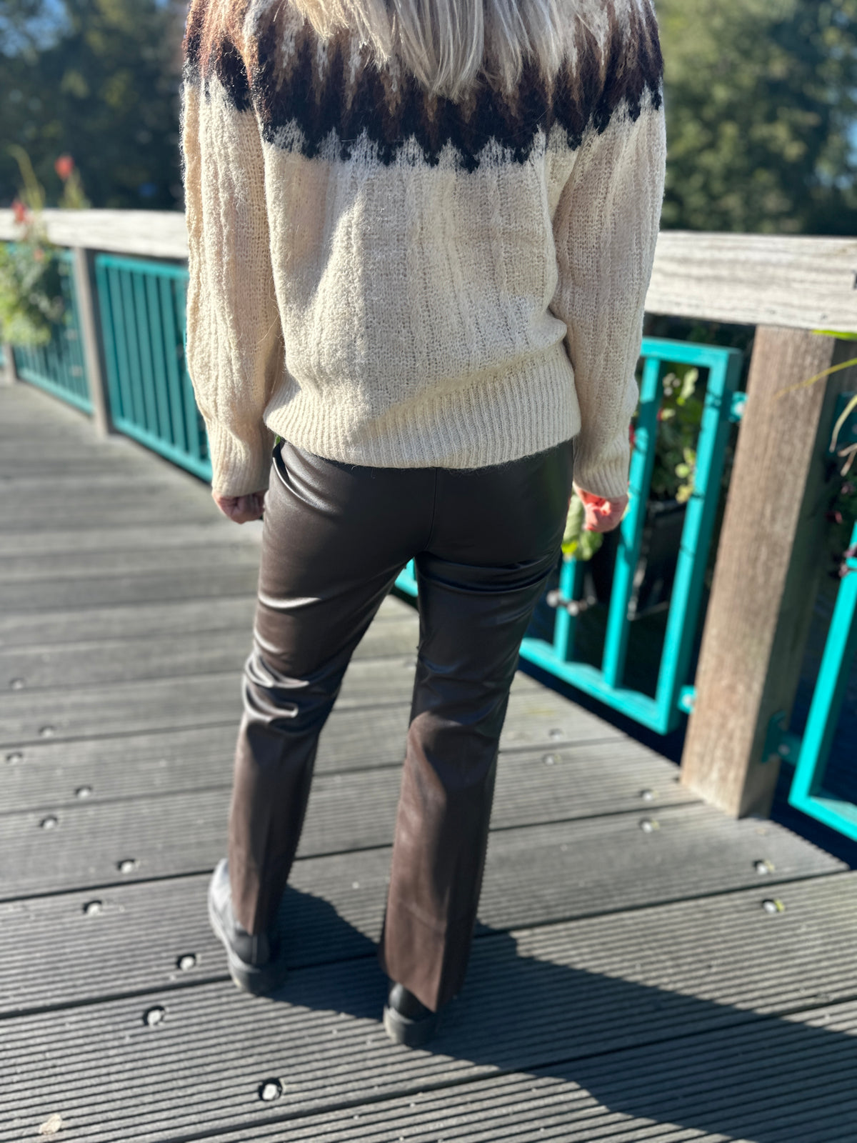 Slkaylee Pu Kickflare Pants Chocolate Torte
