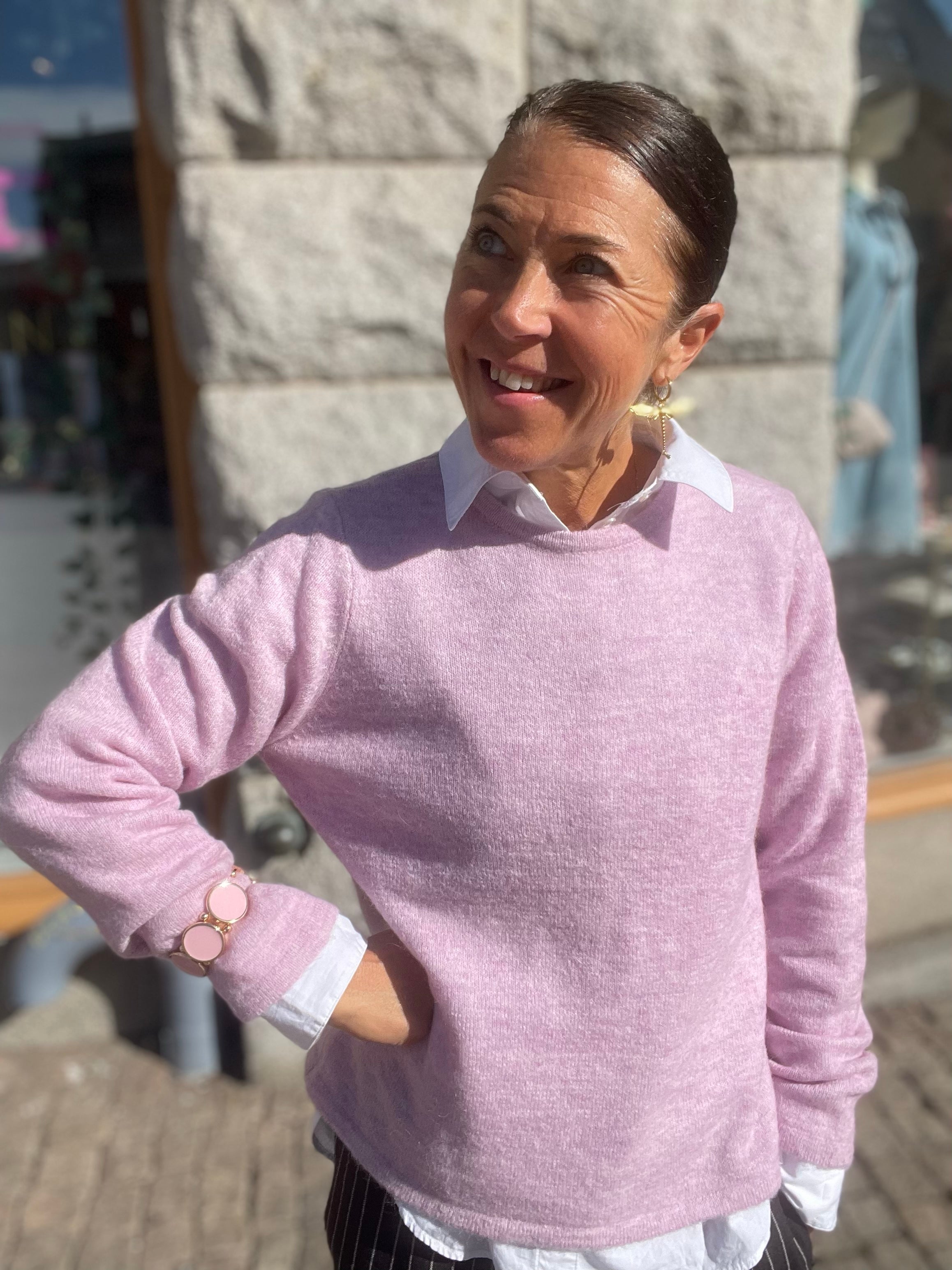 Slwlulu New Long Sleeve Knit O Neck Winsome Orchid Melange