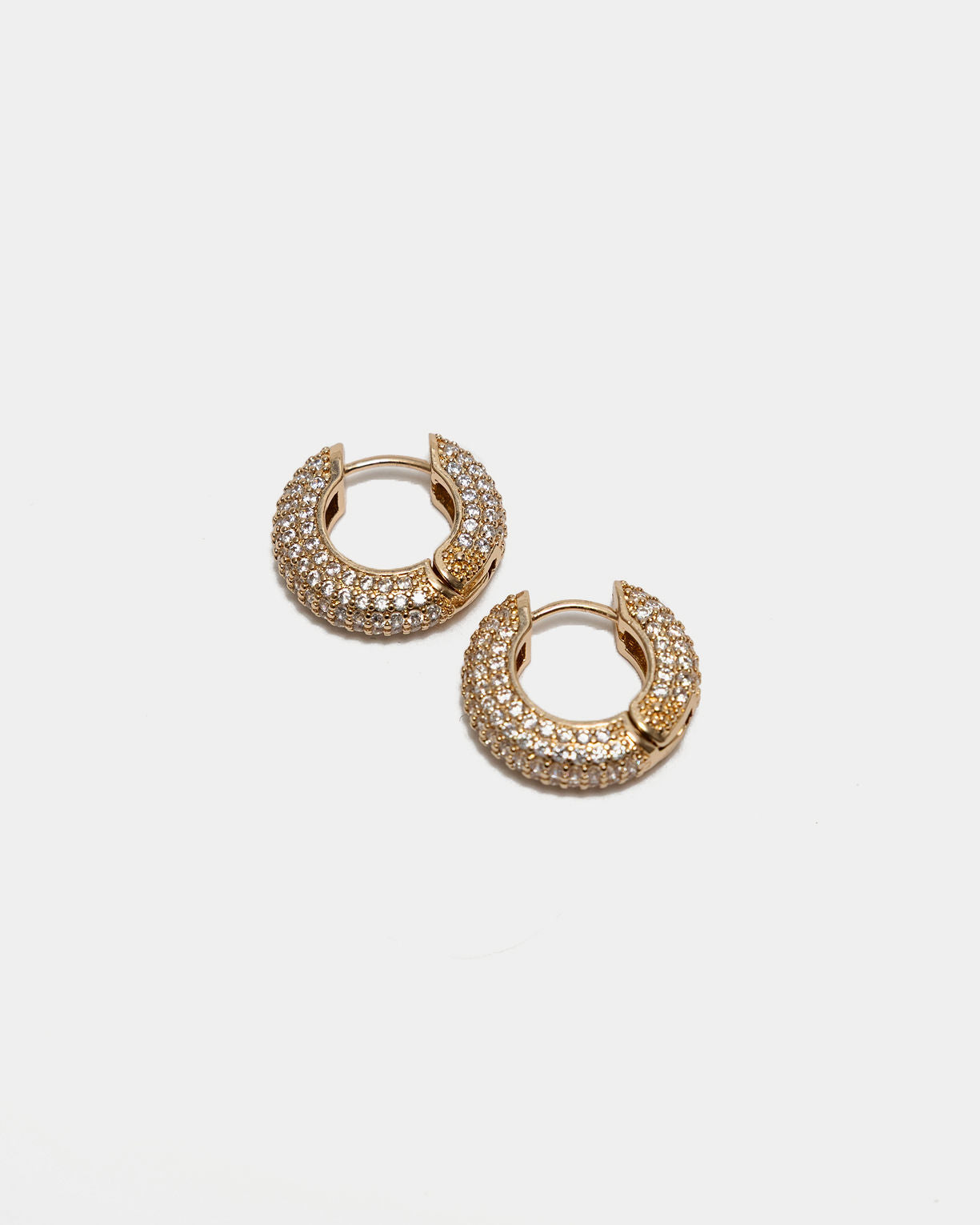 Stone Hoops Gold w Clear Stone