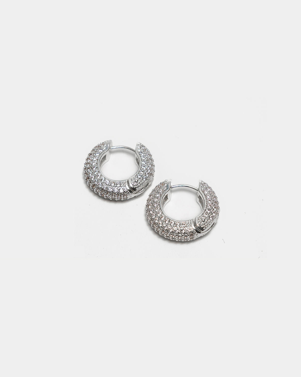 Stone Hoops Silver w Clear Stone