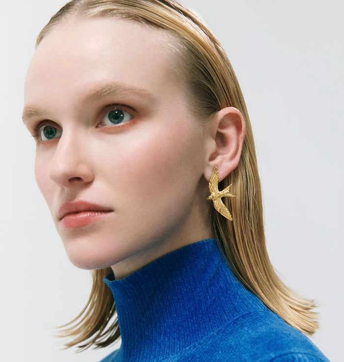 Swallows Earrings Gold