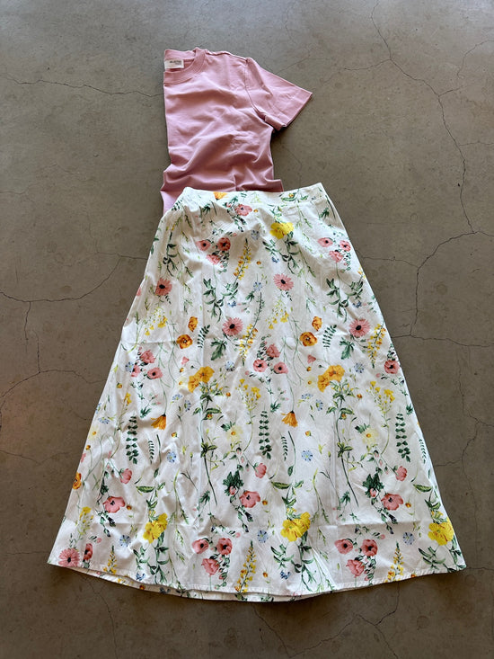 Vicapro Hw Midi Skirt Cloud Dancer Flowers