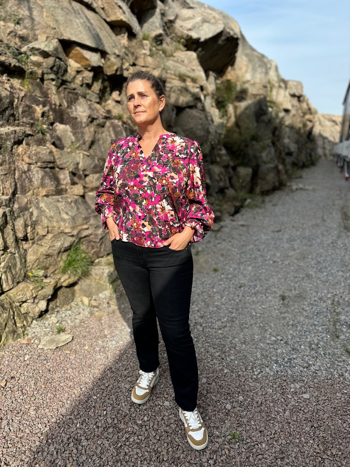 Vidogma V Neck Long Sleeve Shirt Black Multi