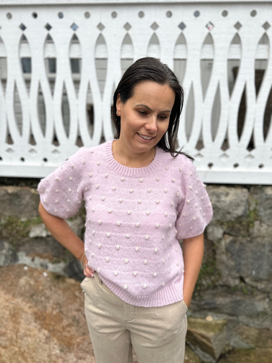 Vidottie Sleeve Knit Top Winsome Orchid Birch Dots