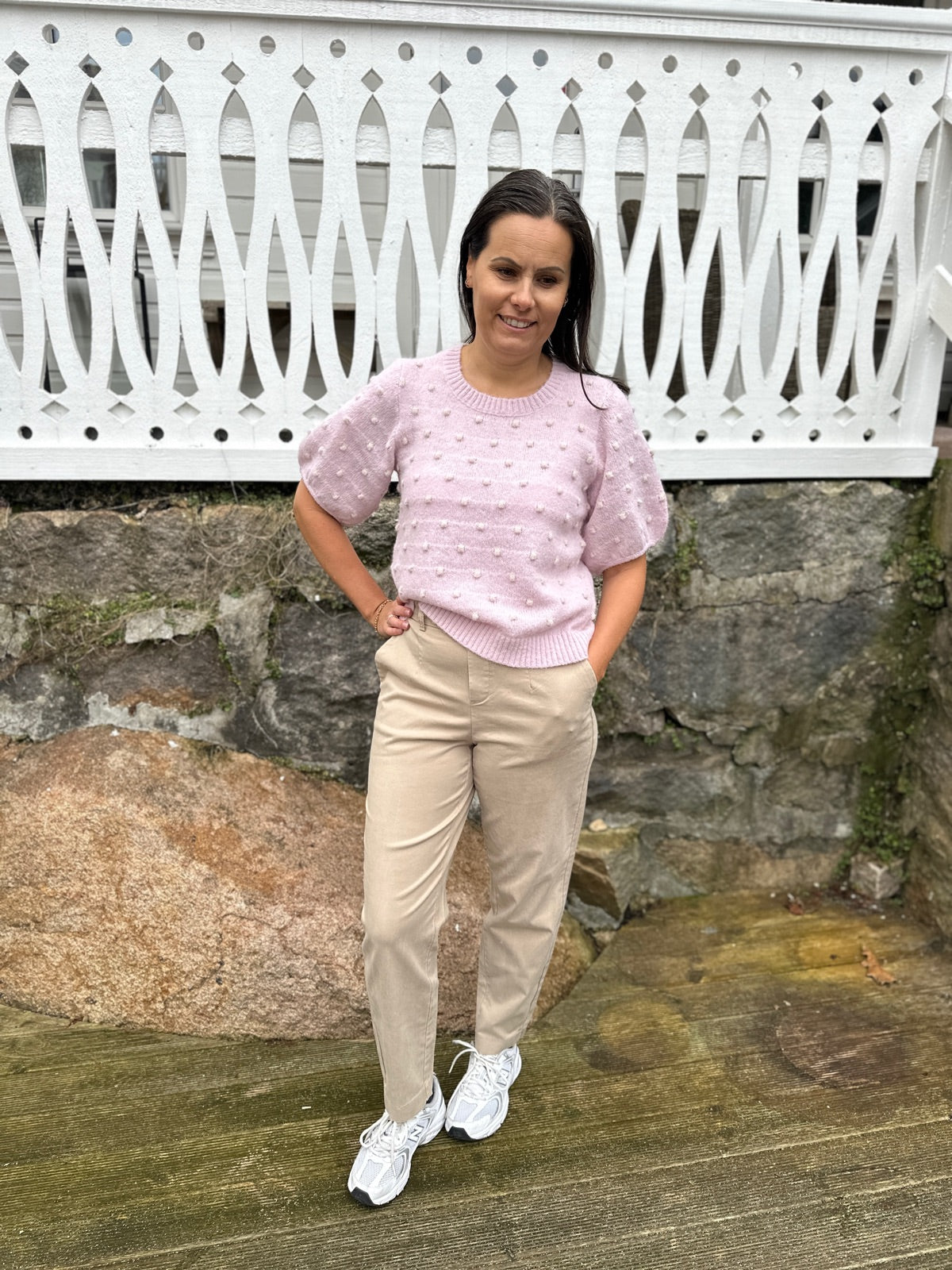 Vidottie Sleeve Knit Top Winsome Orchid Birch Dots