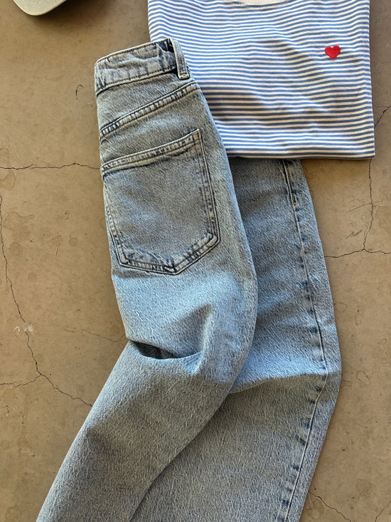 Vijaf Hw Midi Denim Skirt Light Blue Denim Wash Lbd