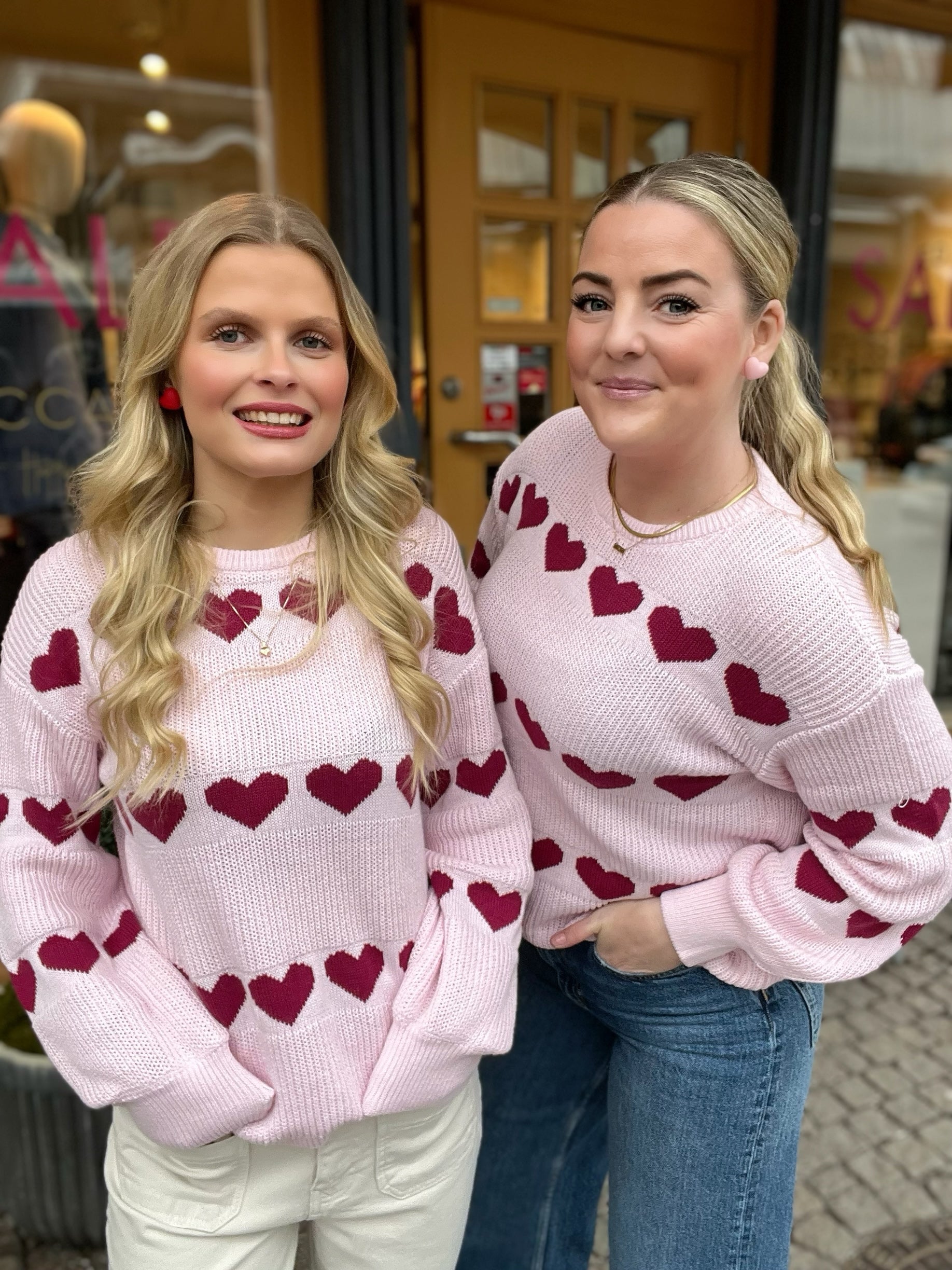 Vijamilla Long Sleeve O Neck Jacquard Knit Top Cherry Blossom Anemone