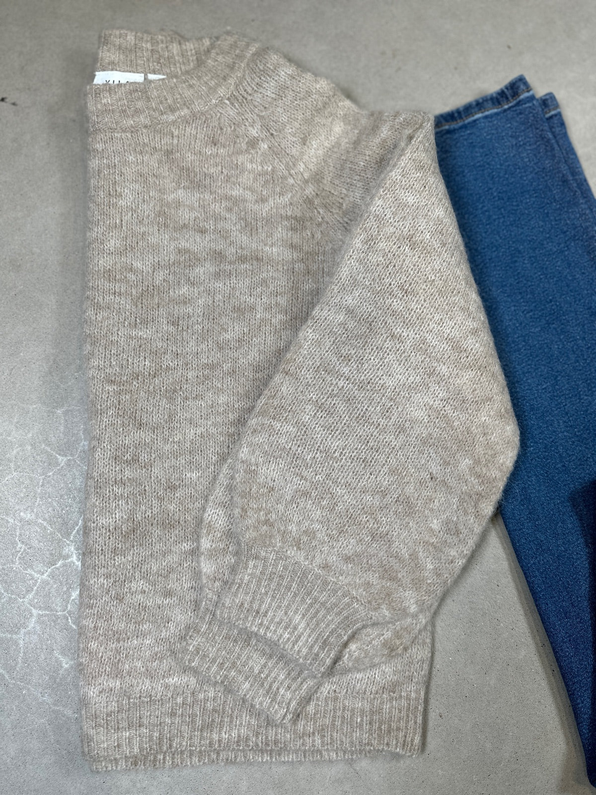 Vijamina O Neck Long Sleeve Knit Top Natural Melange