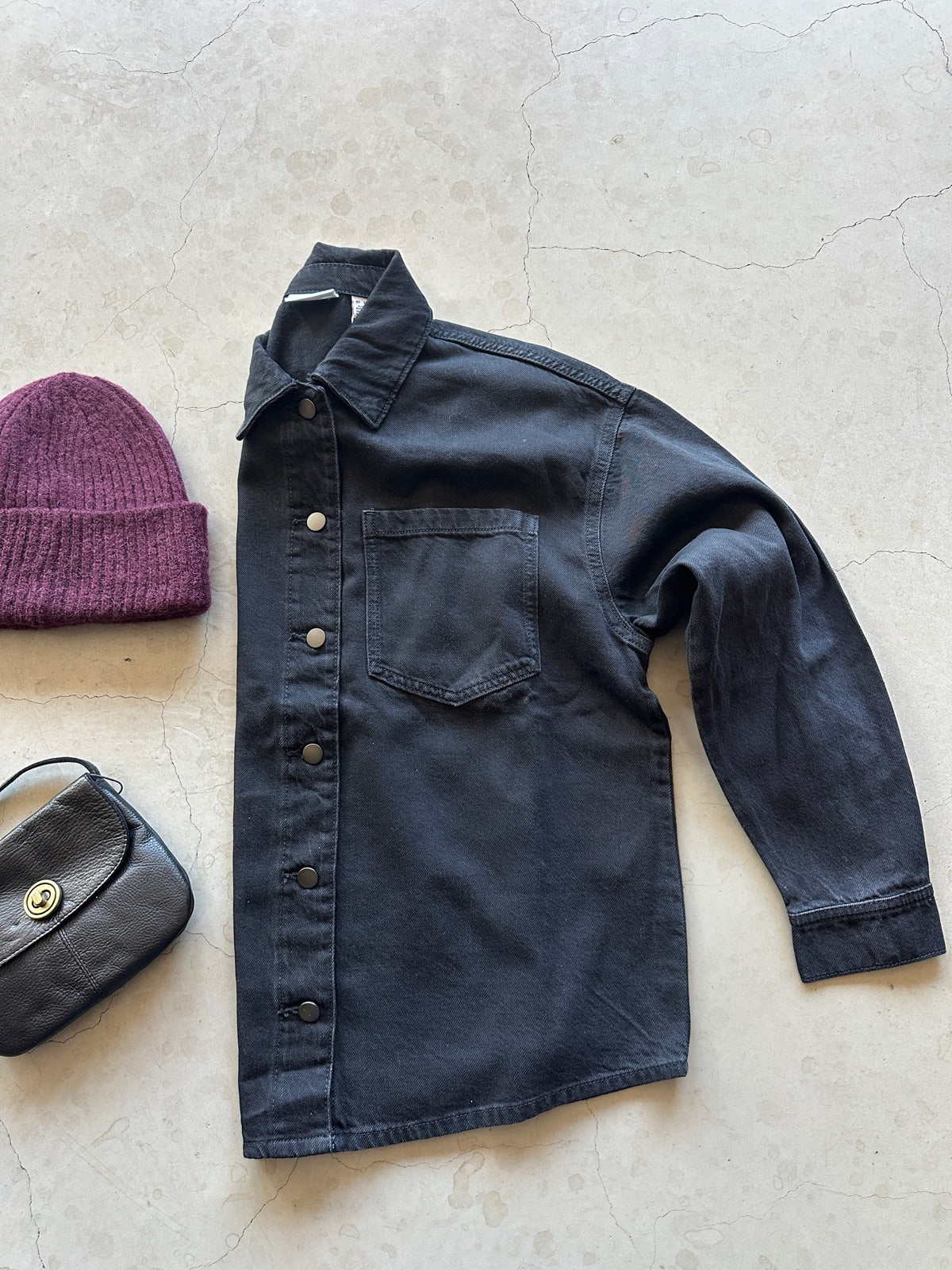 Vikiki Long Sleeve Denim Shirt Blk Black Denim