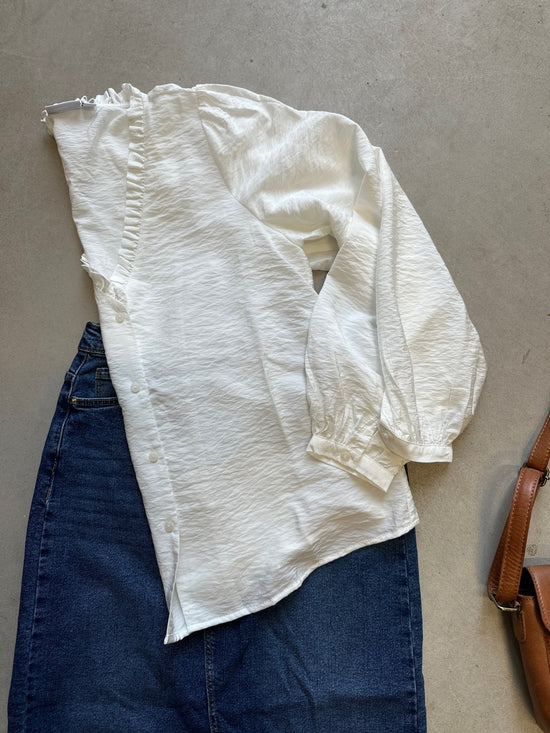 Vikilly V Neck Long Sleeve Shirt Cloud Dancer