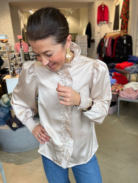 Vilutto Long Sleeve Frill Shirt Cement