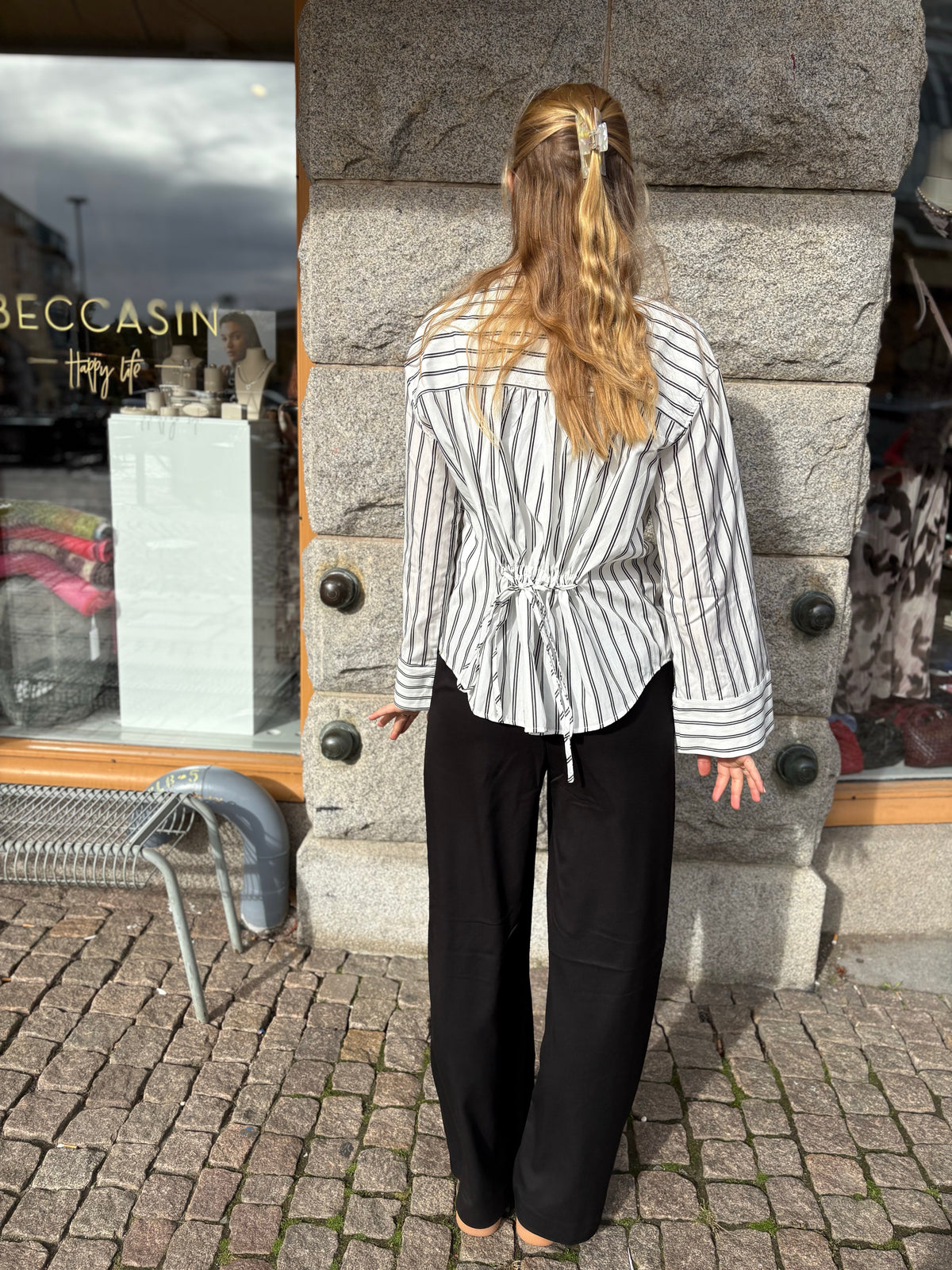 Vipala Long Sleeve Stripe Shirt Snow White Stripes Black Beauty