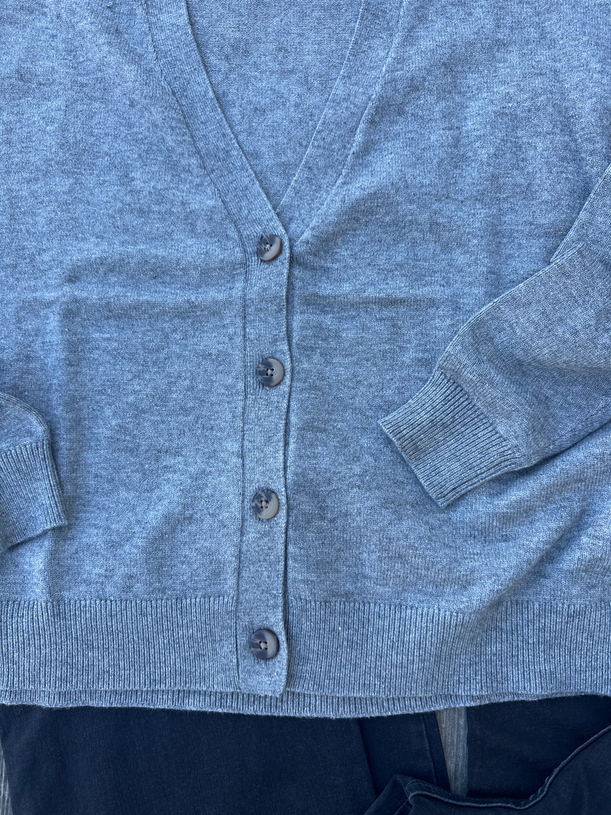 Viril V Neck Knit Cardigan Medium Grey Melange