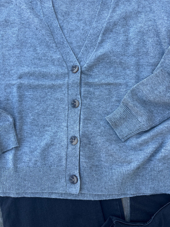 Viril V Neck Knit Cardigan Medium Grey Melange