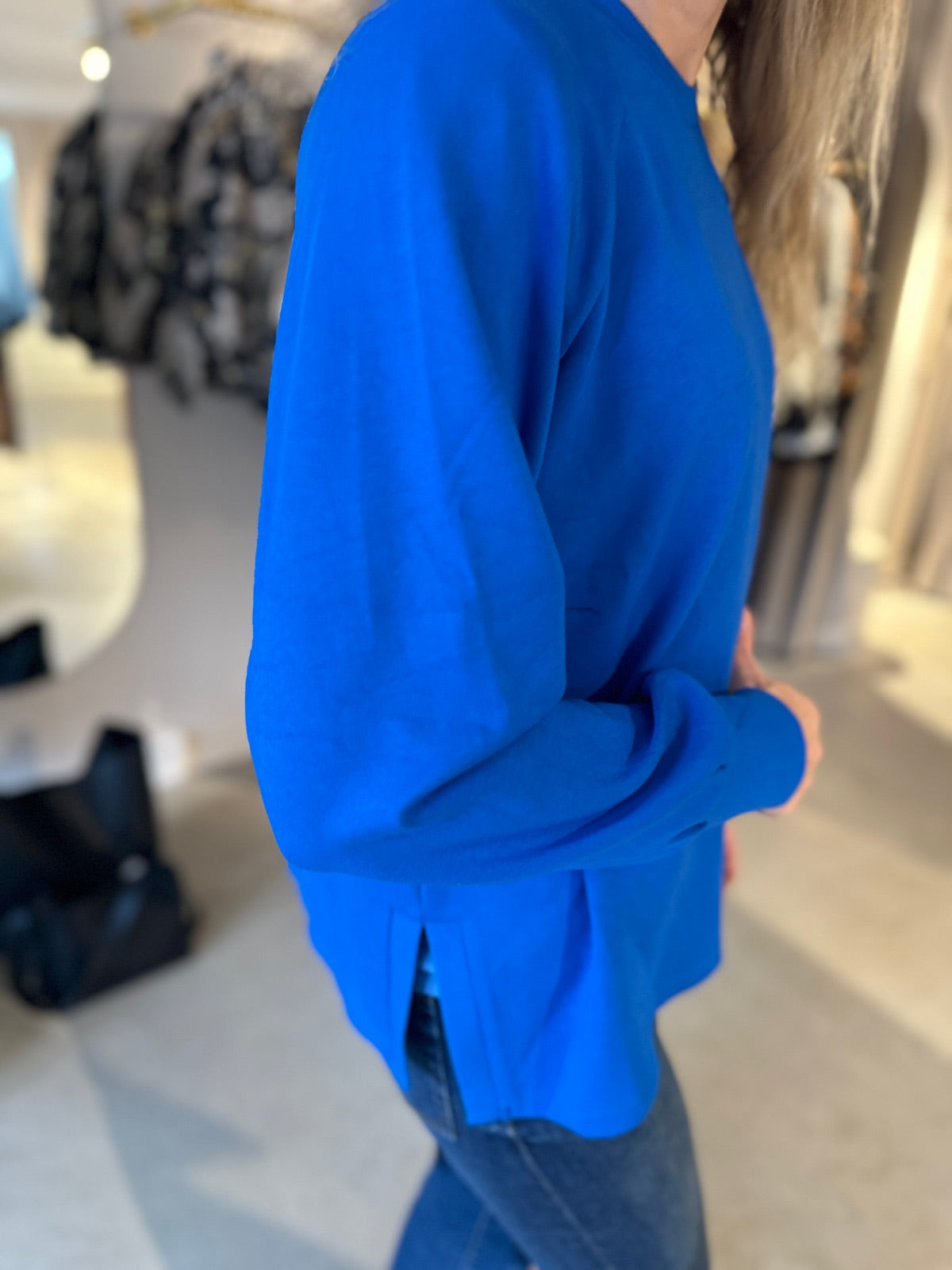 Visif Crew Neck Long Sleeve Sweat Top Lapis Blue