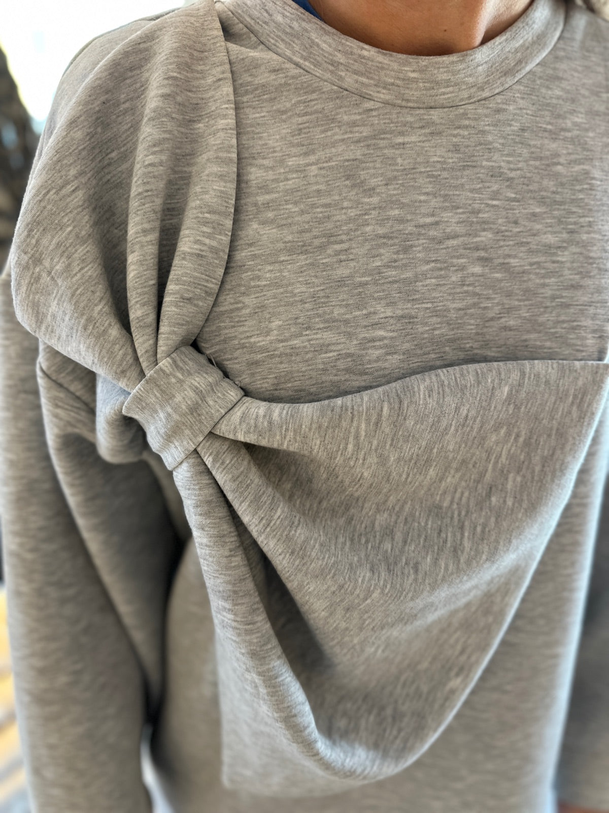Visif Oversized Bow Sweat Light Grey Melange