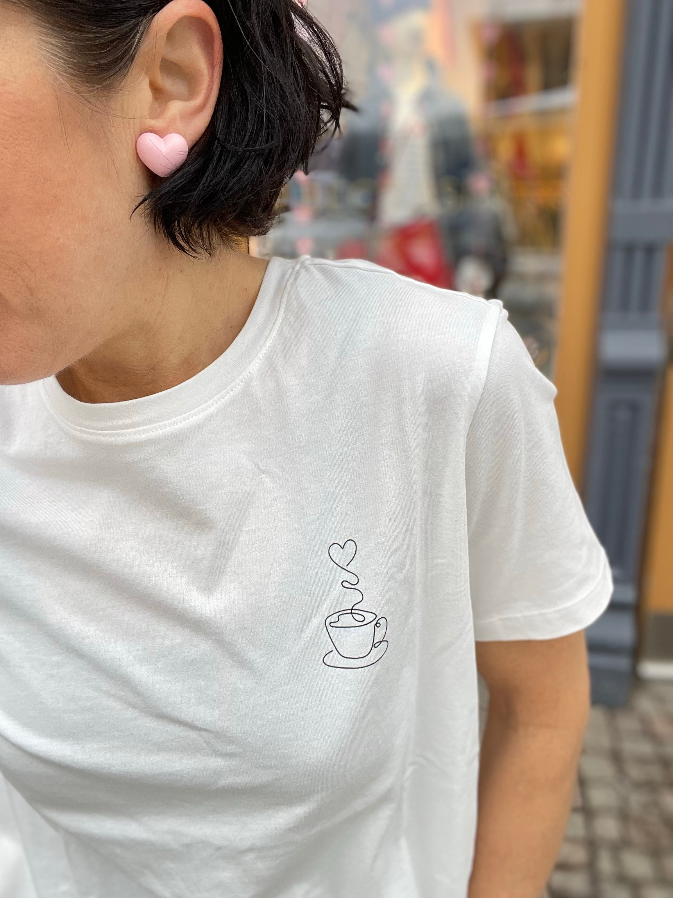 Visybilla French O Neck Short Sleeve Top Snow White Coffee Black