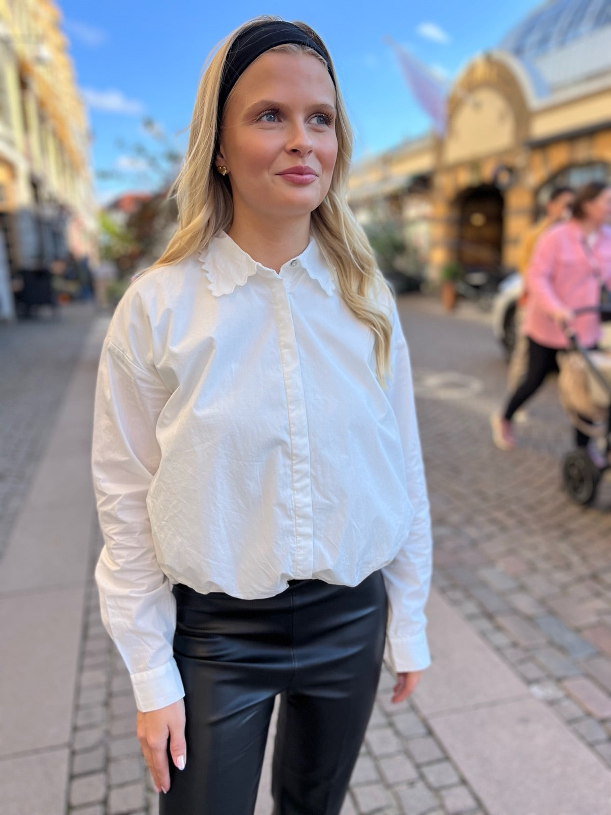 Viwavya Long Sleeve Wavy Balloon Shirt Snow White