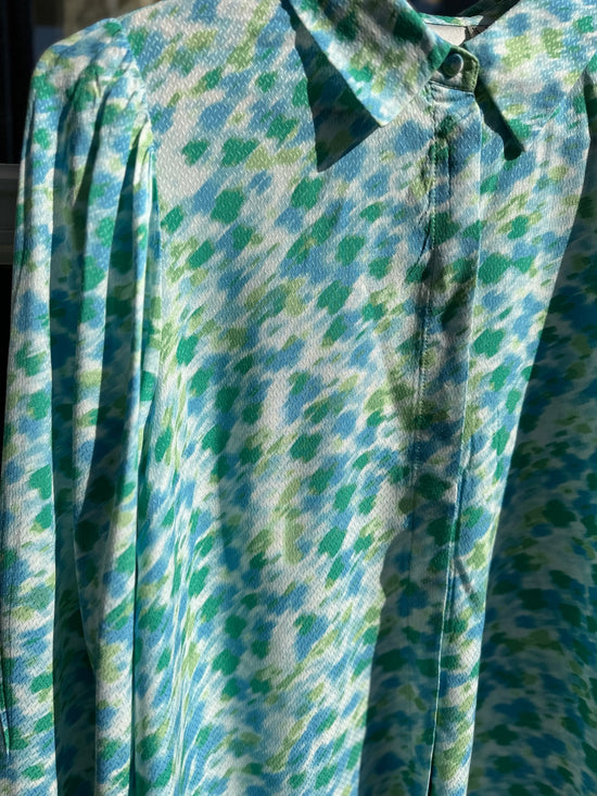 Yasalira Long Sleeve Shirt Quiet Green Fuzzy Flower