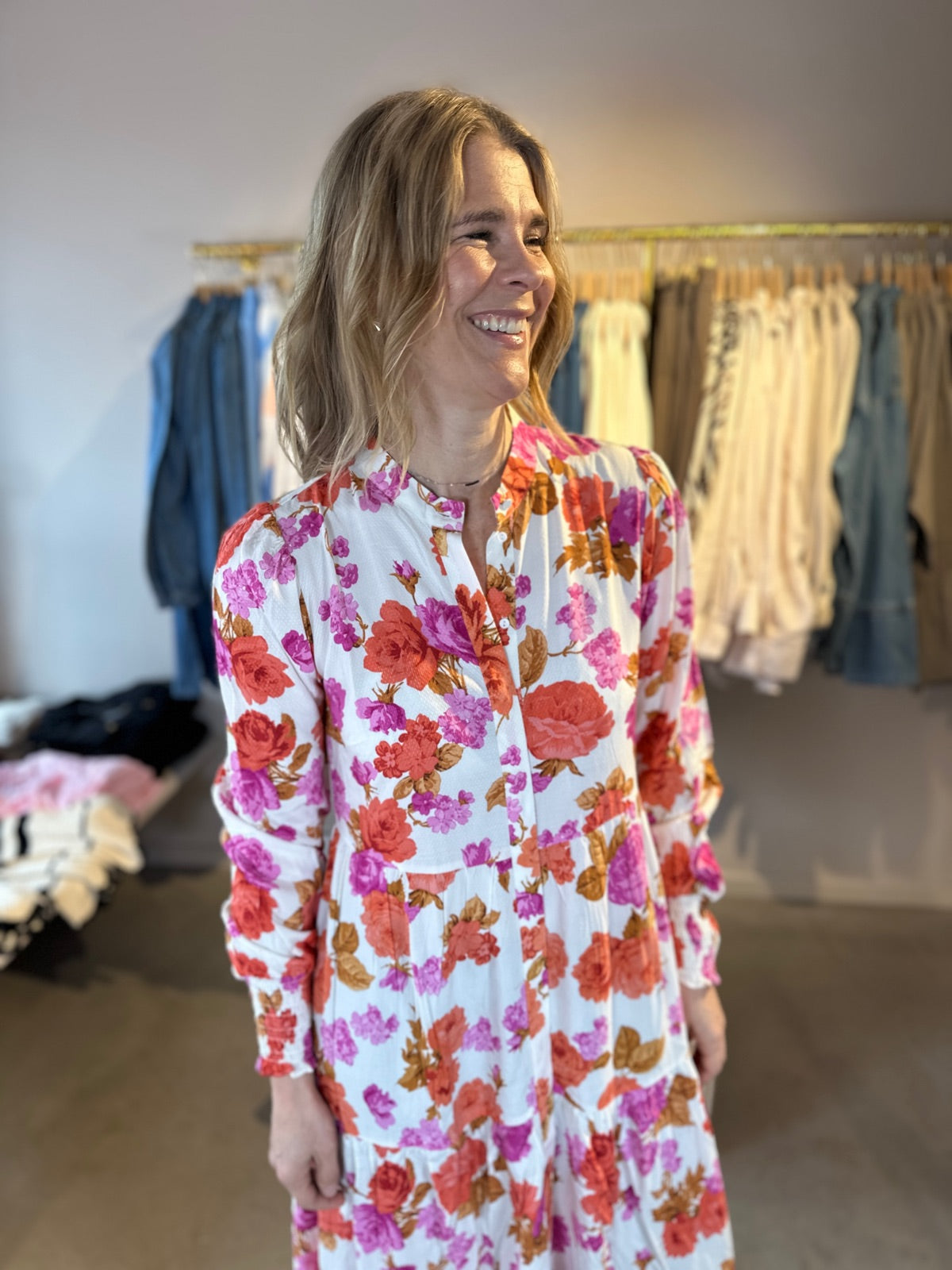 Yasasina Long Sleeve Long Shirt Dress Star White Emilie