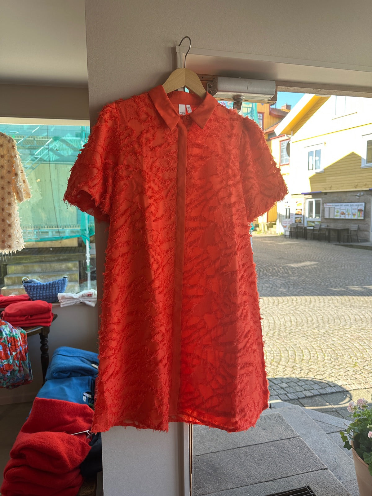 Yasgia Short Sleeve Shirt Dress Cherry Tomato