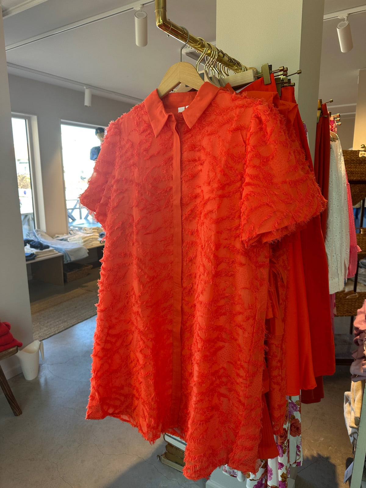 Yasgia Short Sleeve Shirt Dress Cherry Tomato