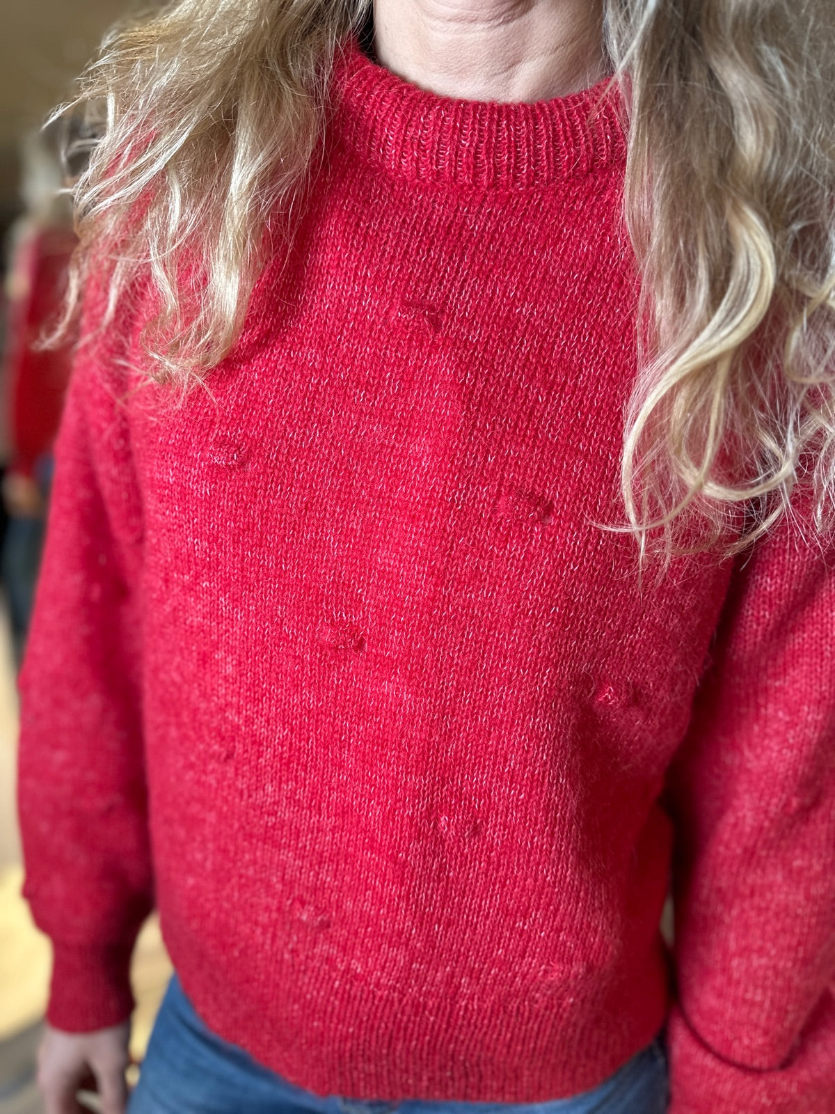 Yashibbo Long Sleeve Knit Pullover Hibiscus