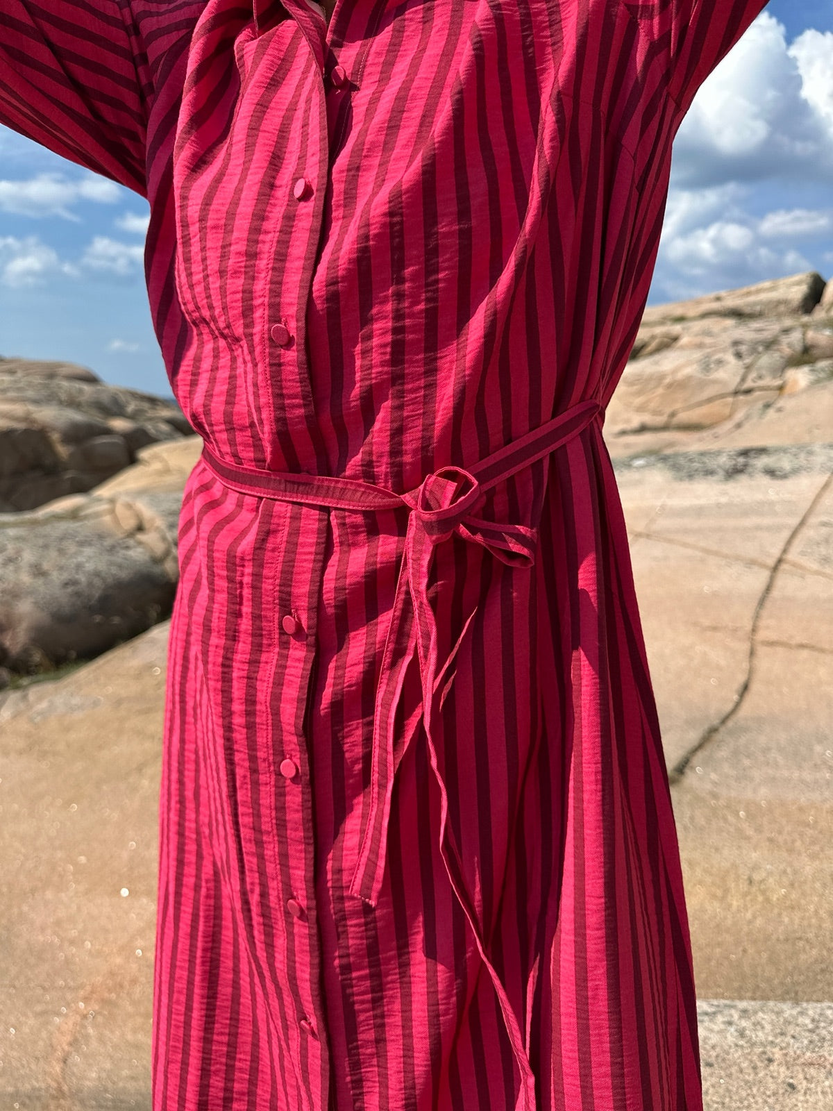 Yaskaya Long Sleeve Long Shirt Dress Rethink Pink Tibetan Red