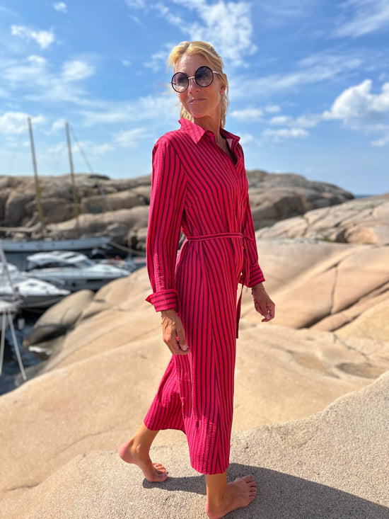Yaskaya Long Sleeve Long Shirt Dress Rethink Pink Tibetan Red
