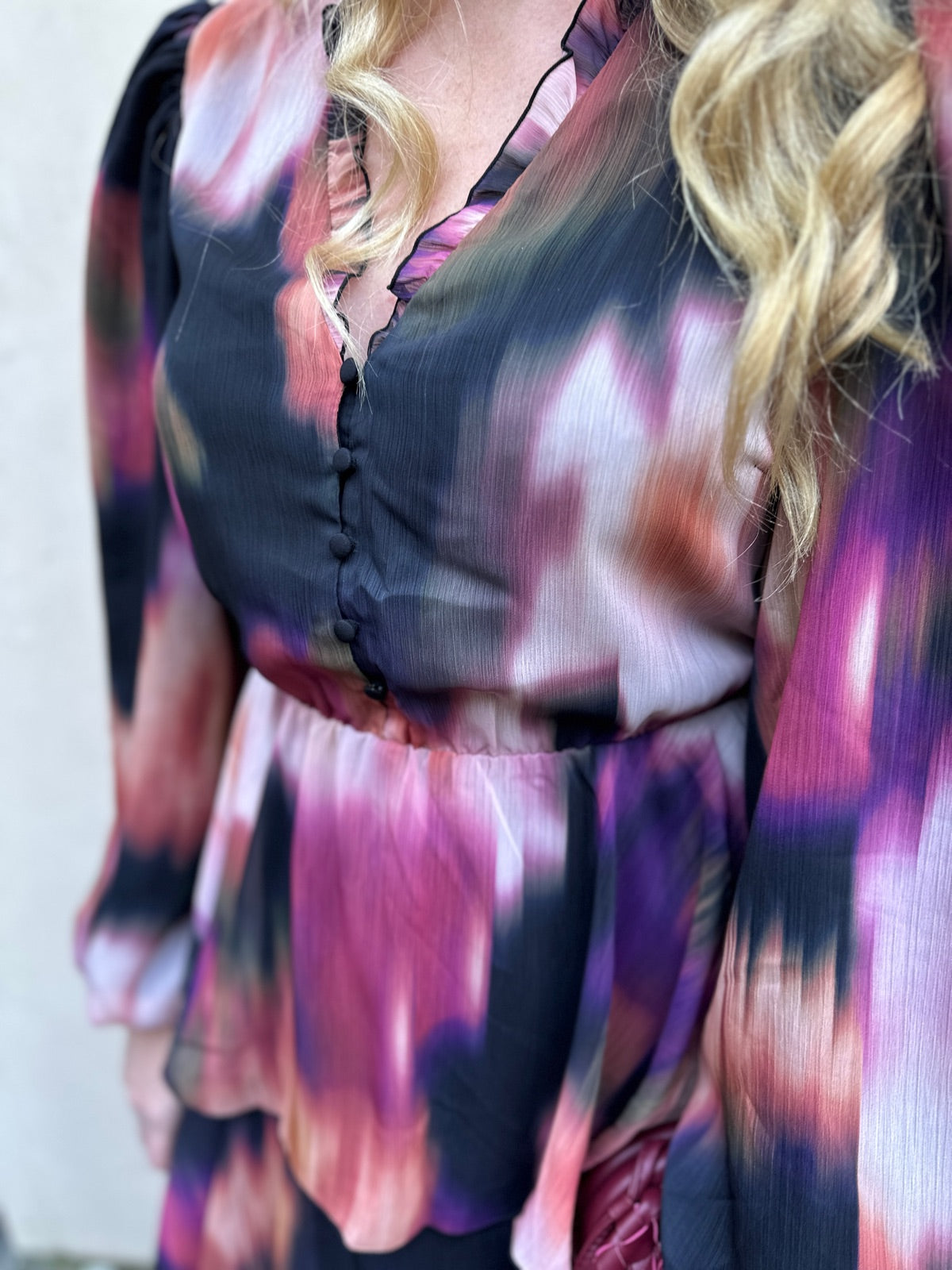 Yasmindy Long Sleeve Long Dress Show Black Mindy Aop