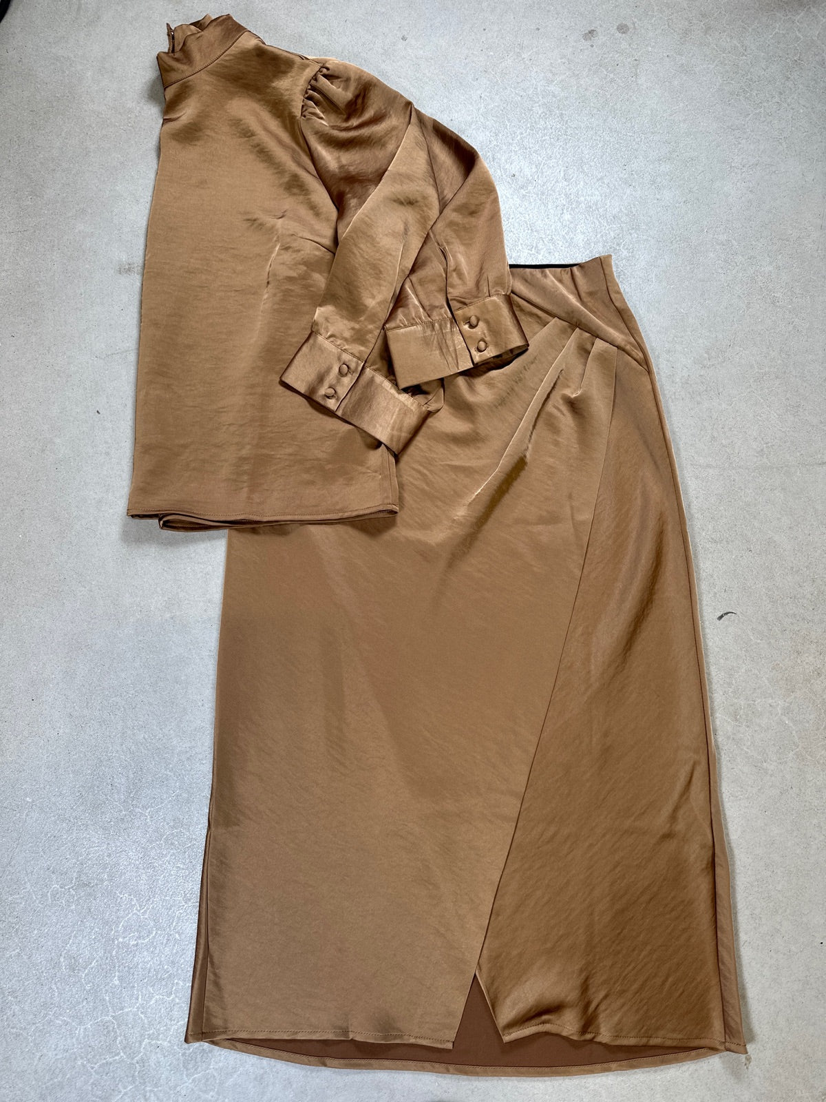 Yaspista Hw Drape Midi Skirt Toasted Coconut