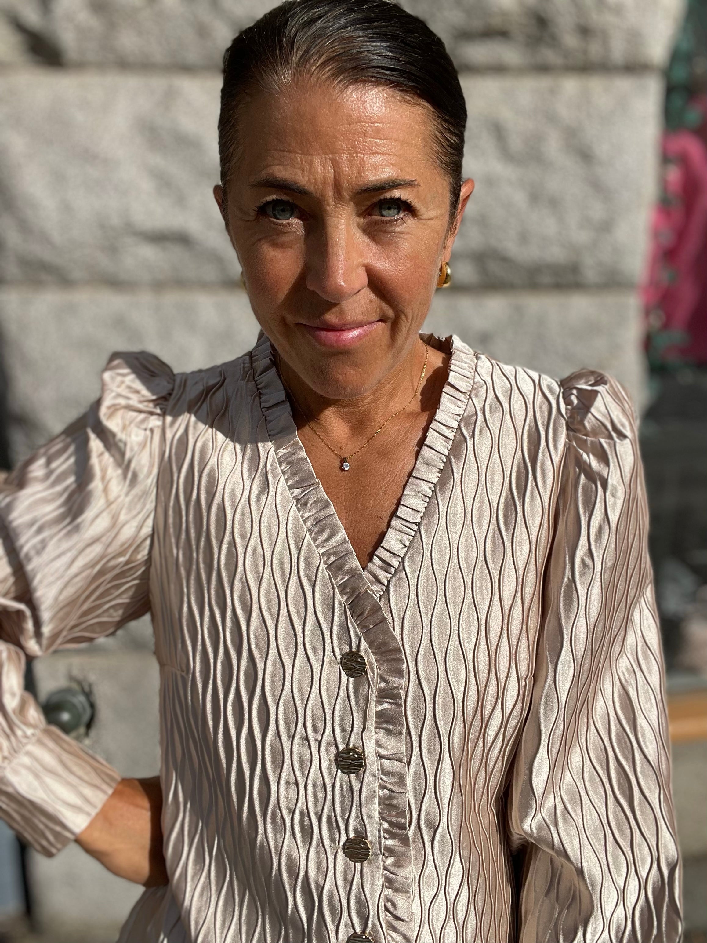 Yasripple Long Sleeve V Neck Shirt Sheer Bliss