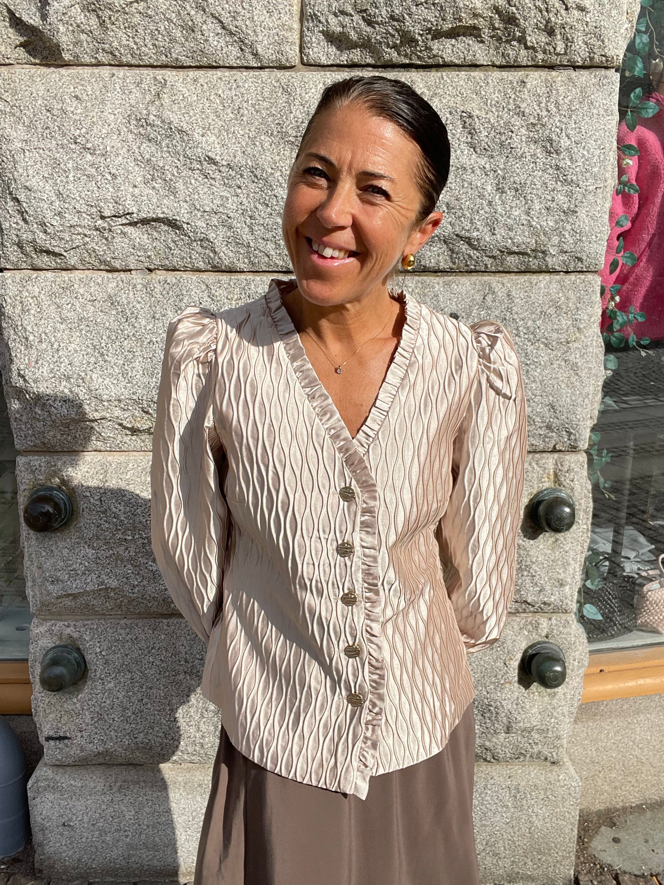 Yasripple Long Sleeve V Neck Shirt Sheer Bliss
