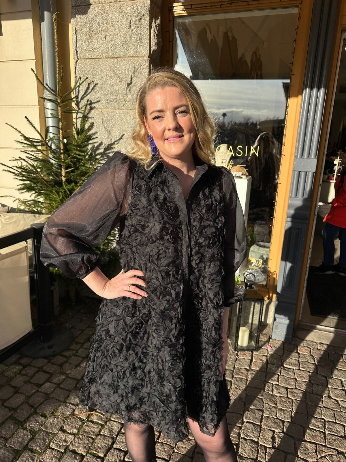 Yasrosso Long Sleeve Shirt Dress Black