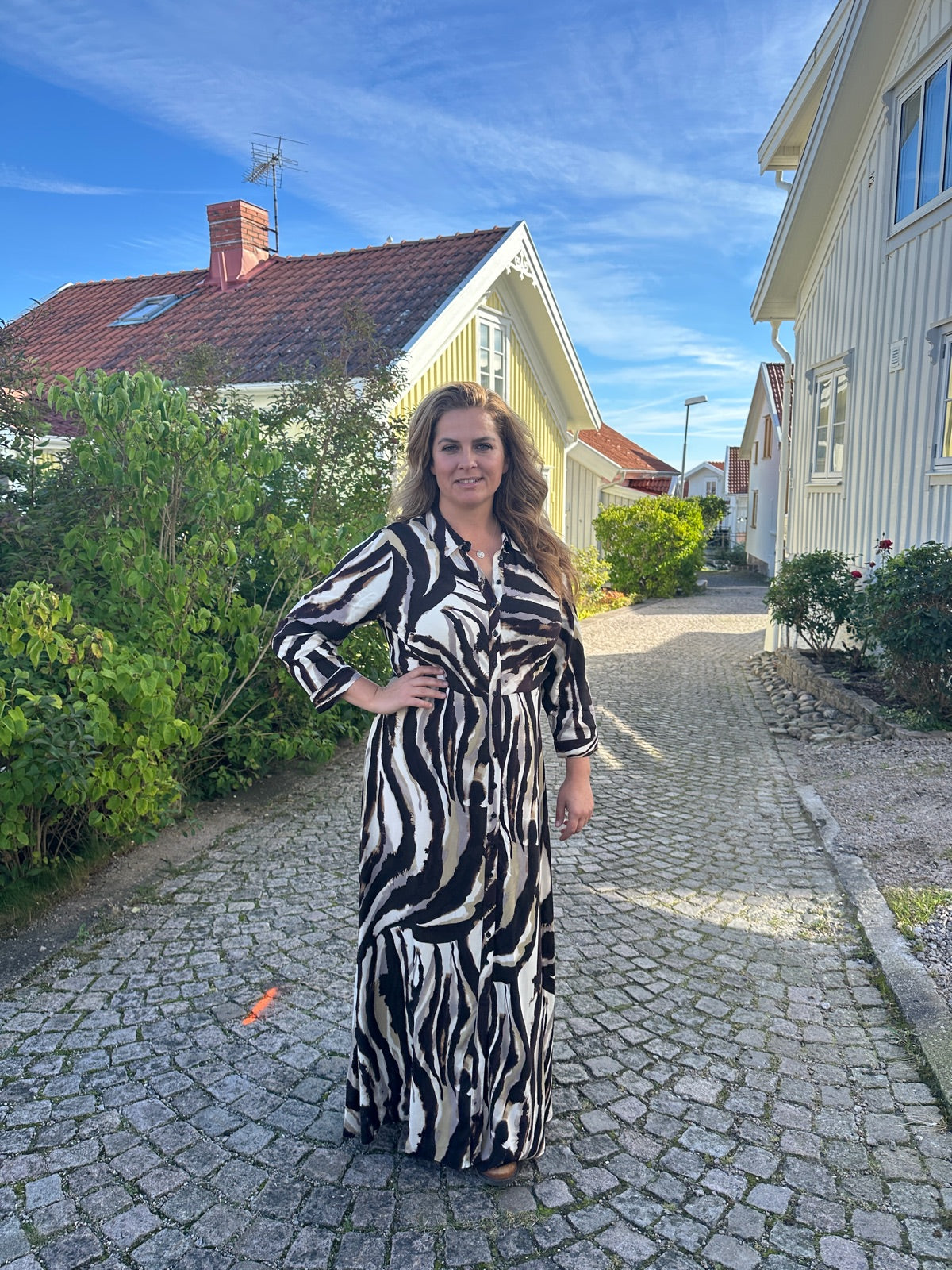 Yassavanna Long Shirt Dress Sandshell Zebra Print