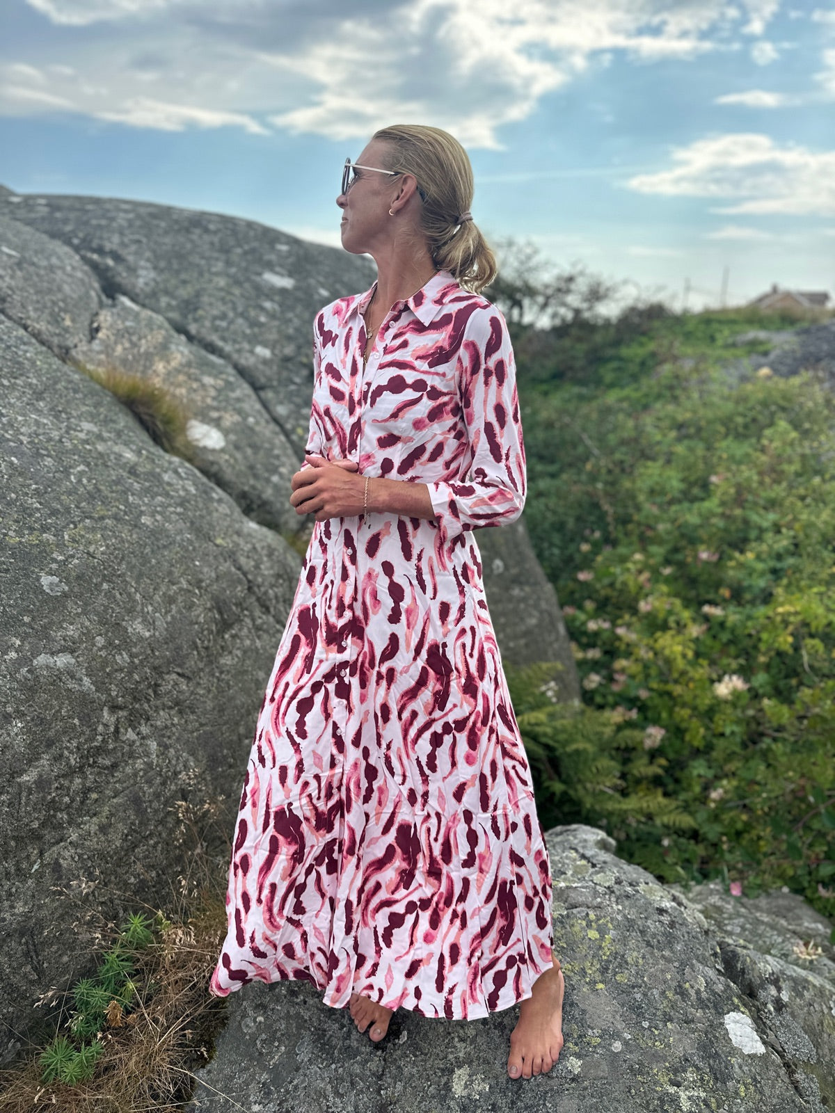 Yassavanna Long Shirt Dress Strawberry Cream Neno