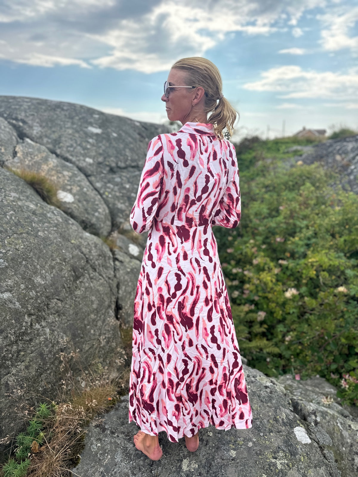 Yassavanna Long Shirt Dress Strawberry Cream Neno