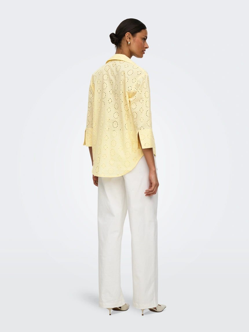 Jdytallie Long Shirt Double Cream  Broderie Anglaise