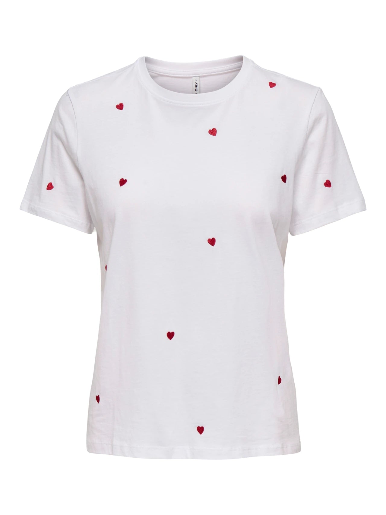 Onlketty Short Sleeve O Neck Top Bright White Red Heart