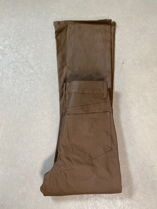 Objbelle Coated Flared Pants Dark Earth