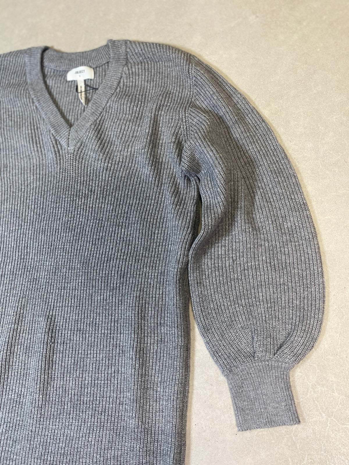 Objmalena Long Sleeve Knit Dress Medium Grey Melange