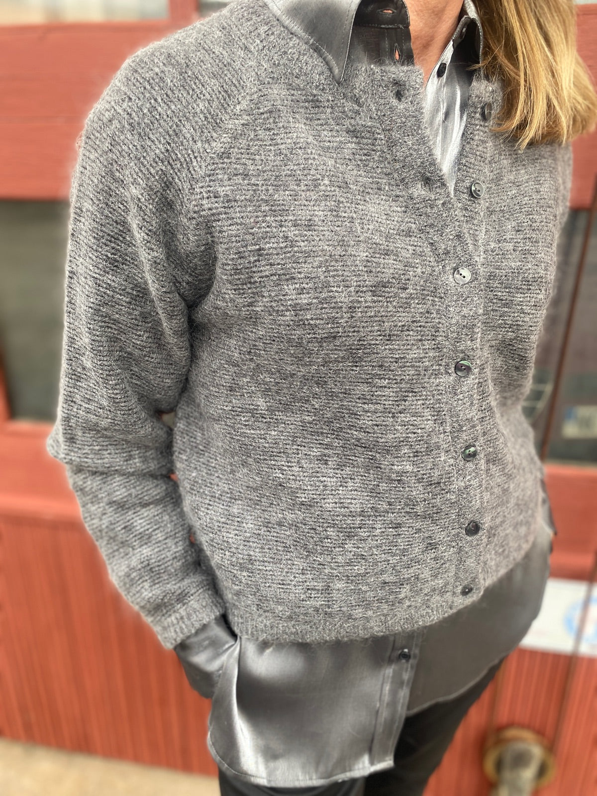 Slfivi Long Sleeve Knit Cardigan Medium Grey Melange